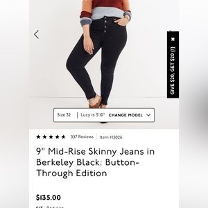 9" Mid-Rise Skinny Jeans in Berkeley Black: Button-Through Edition